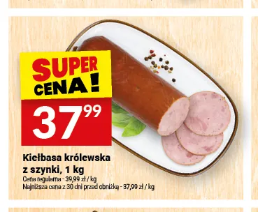Kiełbasa królewska z szynki Białecki Wędzarnia promocja w Twój Market