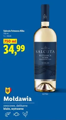Wino białe Salcuta Feteasca Alba promocja w Lidl
