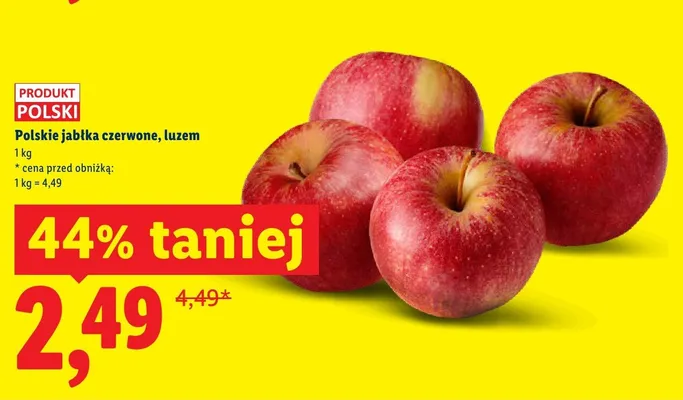 Jabłka czerwone, luzem promocja w Lidl