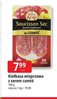 Kiełbasa wieprzowa z serem comté Saint Azay promocja w Leclerc