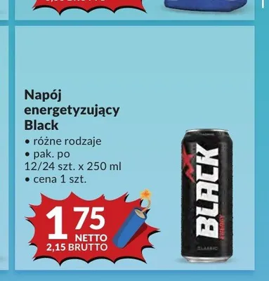 Napój energetyzujący Black promocja w Makro