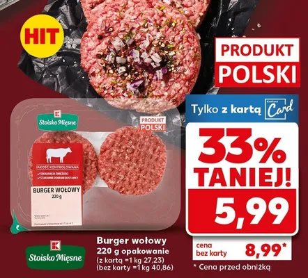 Burger wołowy opakowanie promocja w Kaufland
