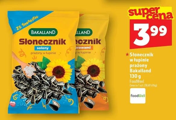 Słonecznik w łupinie prażony Bakalland solony promocja w TOPAZ
