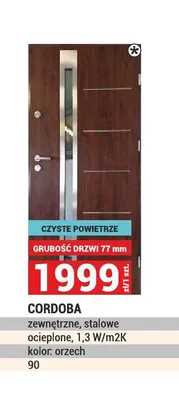 Drzwi zewnętrzne stalowe Cordoba ocieplone promocja w Merkury Market