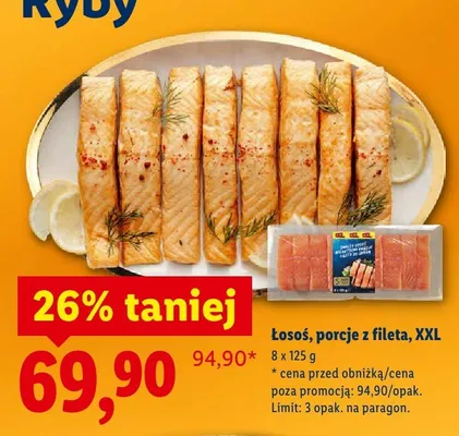 Łosoś, porcje z fileta, XXL promocja w Lidl