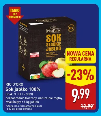 Sok jabłko Rio d'Oro 100% promocja w Aldi