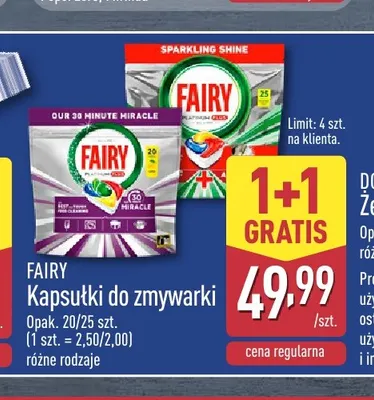 Kapsułki do zmywarki Fairy promocja w Aldi
