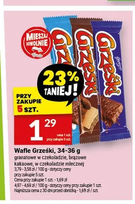 Wafel Grześki granatowy w czekoladzie promocja w Twój Market