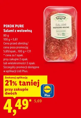 Salami z wołowiną PIKOK PURE promocja w Lidl