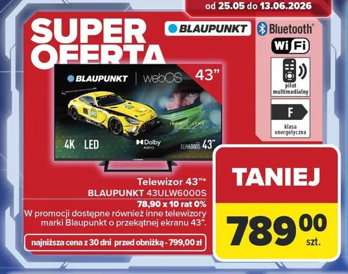 Telewizor 43" BLAUPUNKT 43ULW6000S promocja w Carrefour