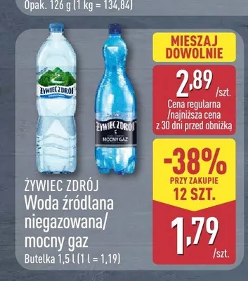 Woda źródlana niegazowana Żywiec Zdrój promocja w Aldi