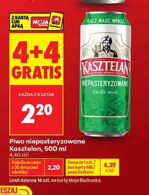 Piwo niepasteryzowane Kasztelan promocja w Biedronka