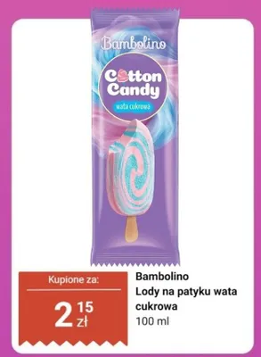 Lody na patyku wata cukrowa Bambolino promocja w Dino