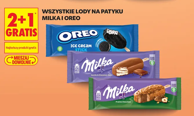 Lody na patyku Milka i Oreo promocja w Biedronka