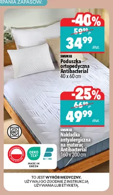 Nakładka antyalergiczna na materac Antibacterial 160x200 cm Smukee promocja w Biedronka Home