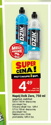 Napój Dzik Zero grapefruit promocja w Twój Market
