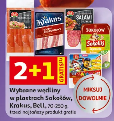 Wybrane wędliny w plastrach Krakus promocja w Auchan