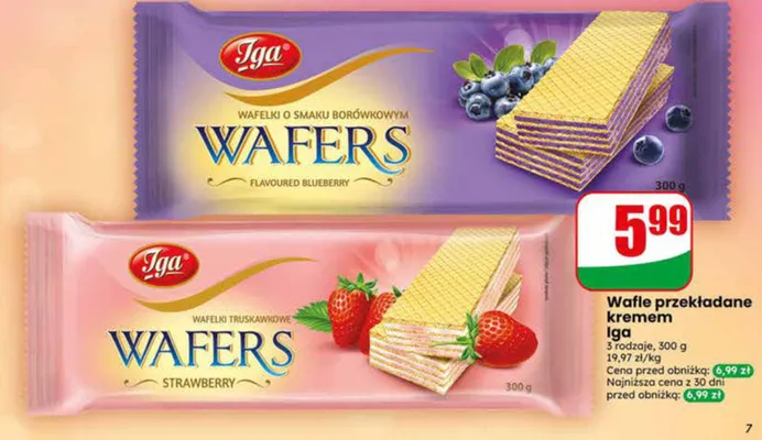 Wafle przekładane kremem Iga truskawkowe promocja w Dino