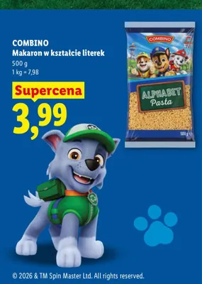 Makaron w kształcie literek Combino promocja w Lidl