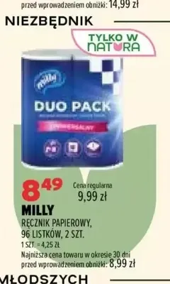 Ręcznik papierowy 96 listków 2-pak Milly promocja w Drogerie Natura