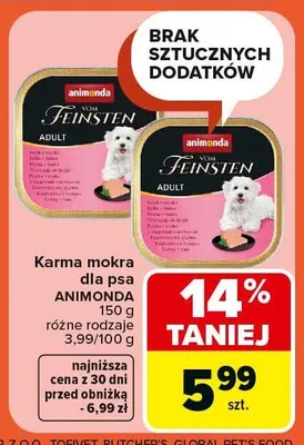 Karma mokra dla psa różne rodzaje promocja w Carrefour