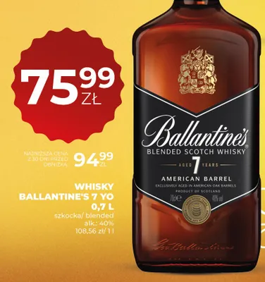 Whisky Ballantine's 7 yo American Barrel promocja w Duży Ben