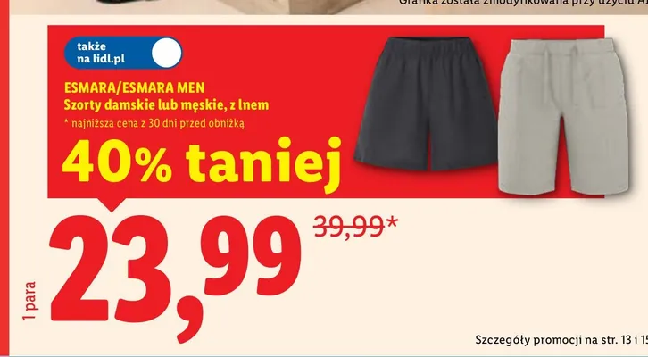 Szorty męskie z lnem Esmara Men promocja w Lidl