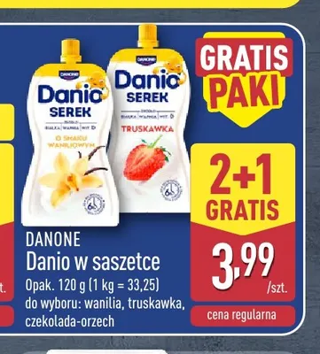Danio w saszetce wanilia Danone promocja w Aldi