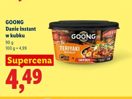 Danie instant w kubku Teriyaki Noodles Goong promocja w Lidl