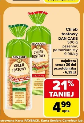 Chleb tostowy pełnoziarnisty Dan Cake promocja w Carrefour Market