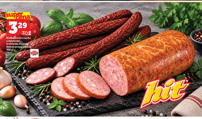 Kiełbasa królewska z szynki dobrze przyprawiona Pekpol promocja w TOPAZ