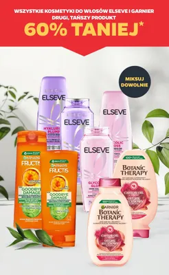 Wszystkie kosmetyki do włosów Elseve i Garnier DRUGI -60% promocja w Netto