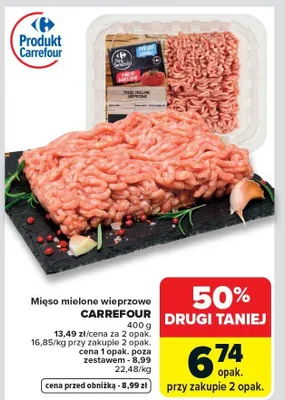 Mięso mielone wieprzowe promocja w Carrefour