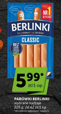 Parówki BERLINKI Classic promocja w Groszek