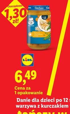 Danie dla dzieci Gerber warzywa z kurczakiem i kaszą po 12m-cu promocja w Lidl