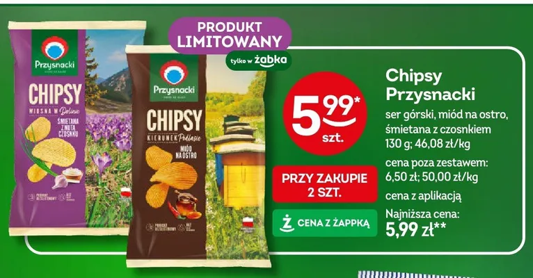 Chipsy Przysnacki śmietana z czosnkiem promocja w Żabka