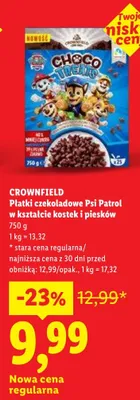 Płatki czekoladowe Psi Patrol w kształcie kostek i piesków CROWNFIELD promocja w Lidl