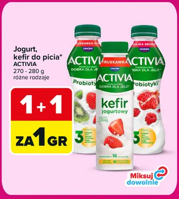Kefir jogurtowy do picia Activia truskawka promocja w Carrefour