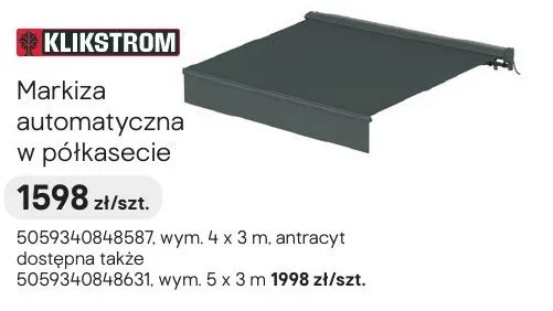 Markiza automatyczna w półkasecie promocja w Castorama