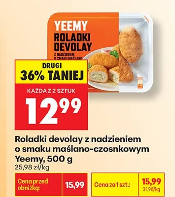Roladki devolay z nadzieniem o smaku maślano-czosnkowym Yeemy promocja w Biedronka