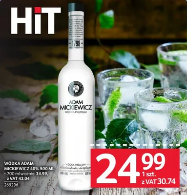 Wódka Adam Mickiewicz 40% 500 ml promocja w Selgros