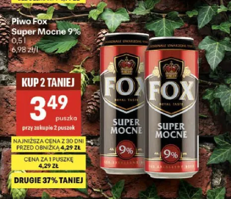 Piwo Fox Super Mocne 9% promocja w Delikatesy Centrum
