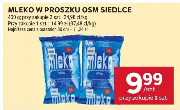 Mleko w proszku OSM Siedlce promocja w Stokrotka