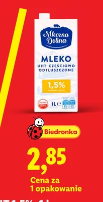 Mleko UHT Mleczna Dolina 1,5% promocja w Lidl