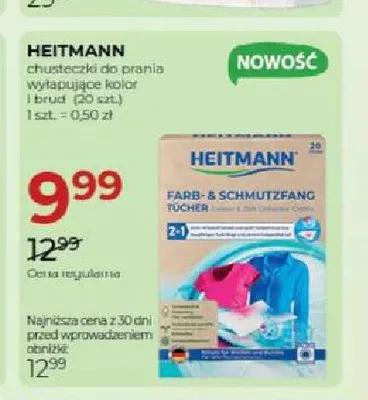 Chusteczki do prania wyłapujące kolor i brud Heitmann promocja w Drogerie Jawa
