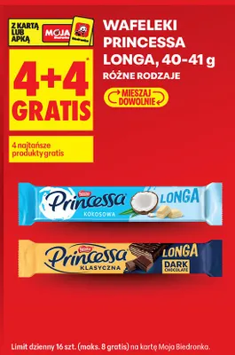 Wafelki Princessa Longa klasyczna dark chocolate promocja w Biedronka