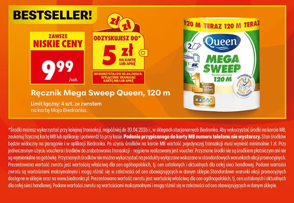 Ręcznik papierowy Mega Sweep 120m promocja w Biedronka