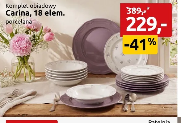 Komplet obiadowy Carina 18 elem. porcelana promocja w Black Red White