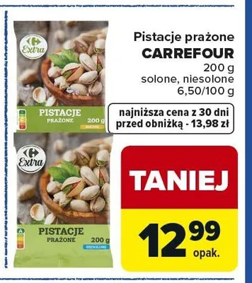 Pistacje prażone solone Carrefour promocja w Carrefour Market