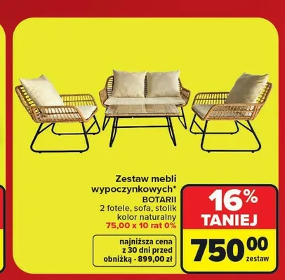 Zestaw mebli wypoczynkowych BOTARII promocja w Carrefour